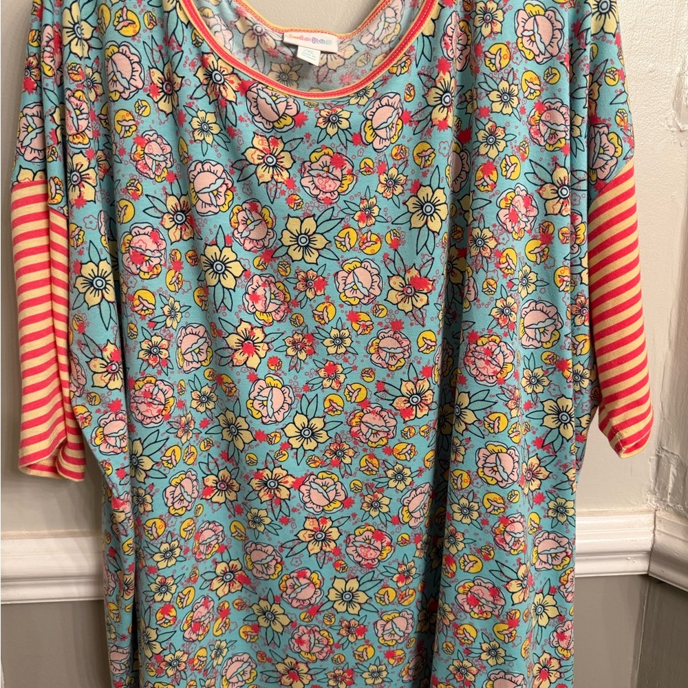 LuLaRoe Floral and Stripe Irma Tunic